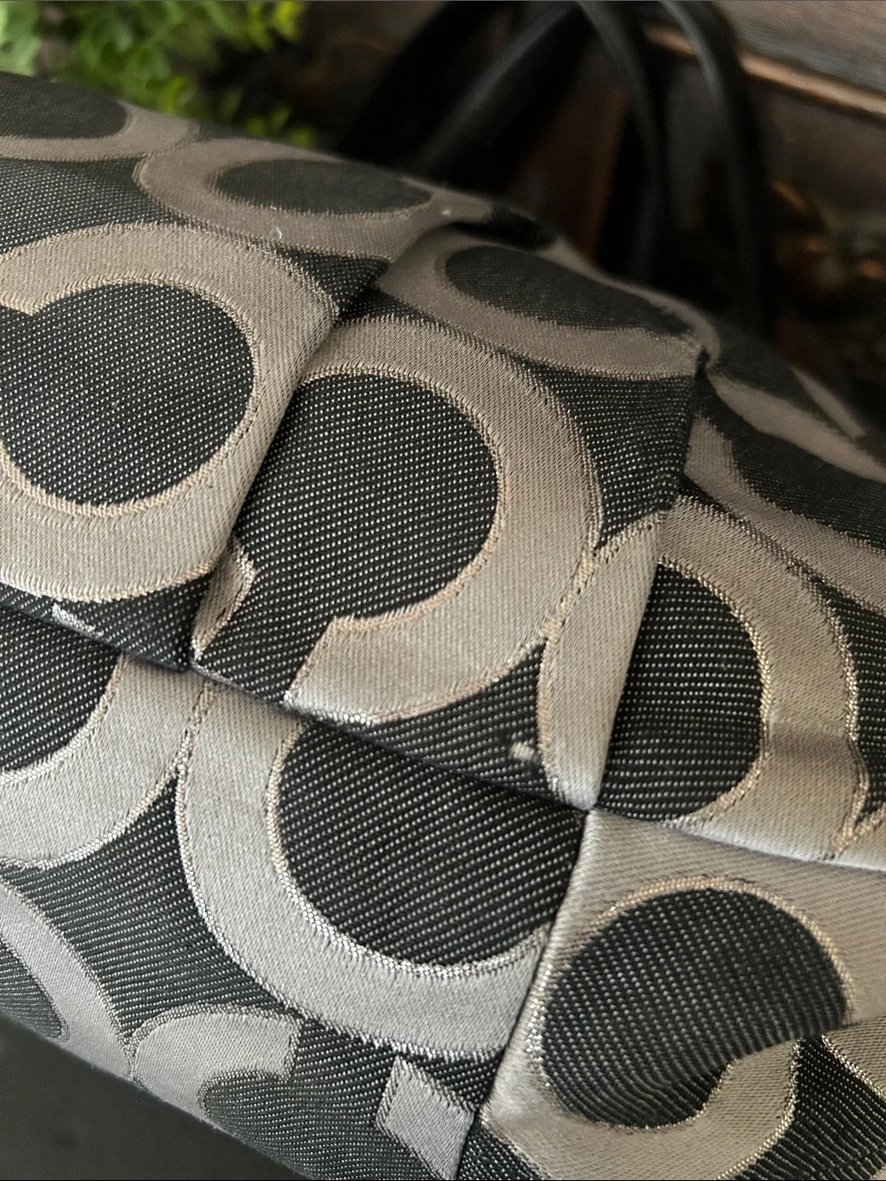 Coach Black & Gray Signature Canvas Shoulder Bag